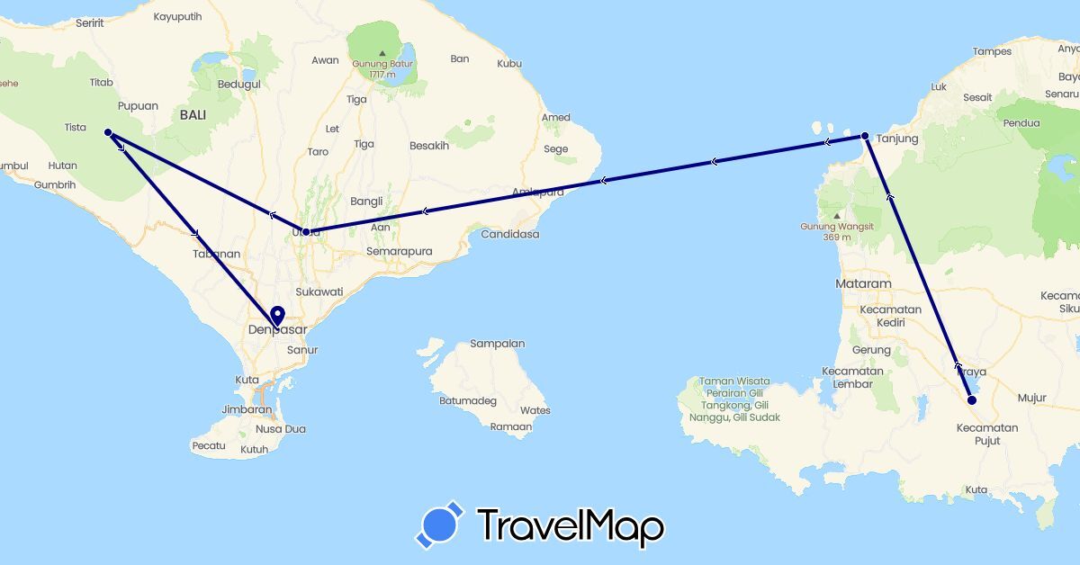 TravelMap itinerary: driving in Indonesia (Asia)